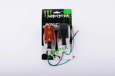 Повороты (пара) прямоугольные (черные, желтое стекло) MONSTER ENERGY (O-908)