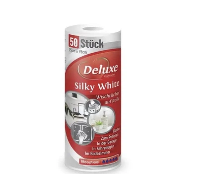 Многоразовые салфетки для уборки в рулоне Deluxe Silky White 50шт