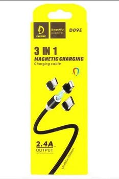 Кабель магнитный USB 3в1 Denmen D09E 2.4A Черный Smart (170397)