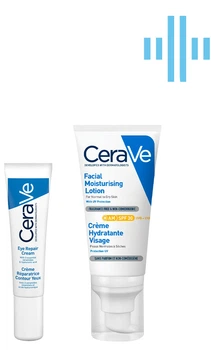 Набор CeraVe Дневной увлажняющий крем для нормальной и сухой кожи лица с SPF30 52 мл + Восстанавливающий крем для всех типов кожи вокруг глаз 14 мл (3337875840620-3337875597272)