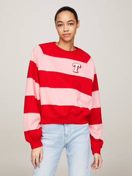 Bluza damska bez kaptura oversize Tommy Jeans DW0DW17789-TIC XS Różowy/Czerwony (8720646649181)