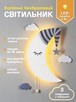 Светодиодный светильник-ночник Луна на батарейках 3 АА LED ночник в детскую комнату