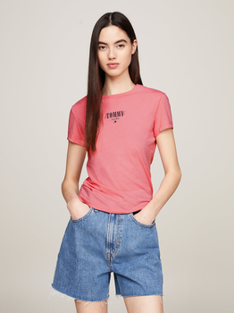 Koszulka damska bawełniana Tommy Jeans DW0DW17839-TIC XS Różowa (8720646692187)