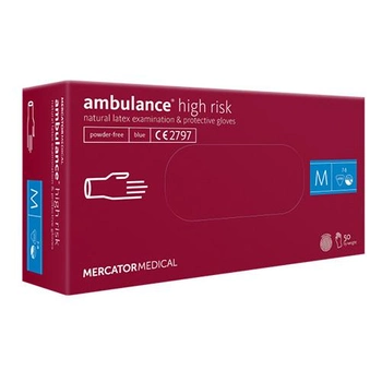 Рукавиці Ambulance High Risk латексні M 50 шт. Сині (10178003)