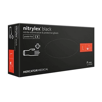 Перчатки Nitrylex Black нитриловые L 100 шт. Черные (34299)