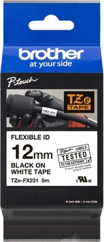 Taśma etykietowa Brother P-Touch TZE-FX231 12 mm 8 m Black/White (TZEFX231)