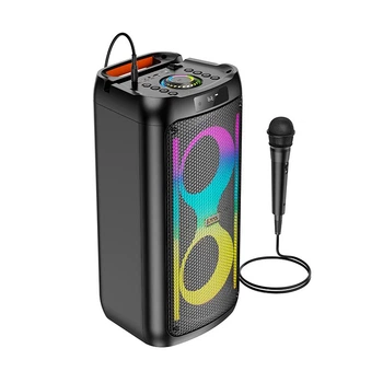 Портативная колонка-караоке HOCO HA6 с RGB подсветкой Black