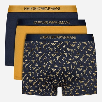 Komplet męskich majtek bawełnianych Emporio Armani 3F722111625-22036 S 3 szt Niebieski/Musztardowy (8056787660632)