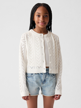 Sweter rozpinany dla dziewczynki GAP 881467-03 137-145 cm Biały (1200133188845)