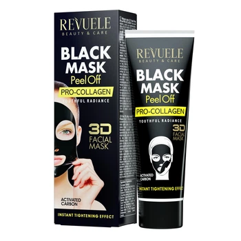Черная маска для лица Revuele 3D Facial Peel Off Pro-Collagen Black Mask с про коллагеном 80 мл. (120068)