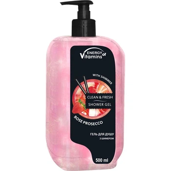 Гель для душа ENERGY of Vitamins Shower Gel Rose Prosecco с шиммером, 500 мл