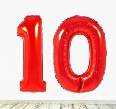 Набір фольгований з цифр 10 кулі 80 см фігурні Ювілейні кулі 80 см індивідуальна упаковка