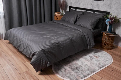 Комплект постельного белья Moon&Star Satin Stripe «Stripe Black» евро 200х220 наволочки 2х50х70 (MS-820003686)