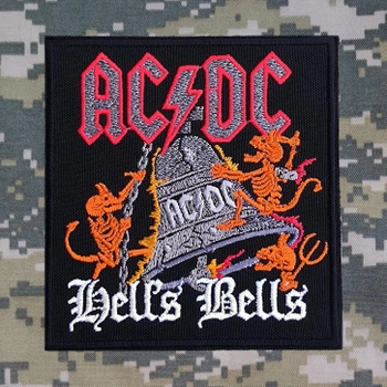 Вышитый шеврон с рок-группой AC/DC "Hells Bells" на липучке Черный (N0520M)