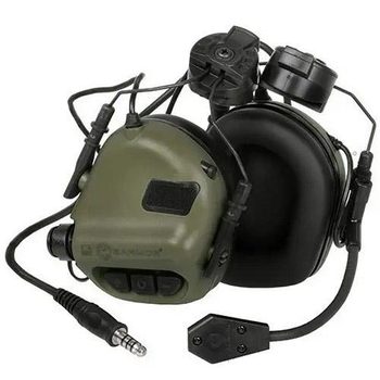 Активные наушники с микрофоном earmor M32H MOD3 без оголовья олива