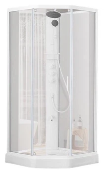 Душевой бокс DUSEL GLARE White Matt 90x90x210 стекло прозрачное, профиль белый, без крыши