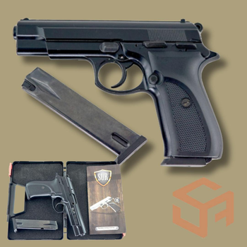 Стартовый пистолет CZ-75, SUR 1607 + дополнительный магазин, Сигнальный пистолет под холостой патрон 9мм, Шумовой