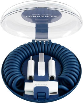Кабель Vonmahlen Allroundo C USB Type-C - USB Type-A + micro-USB - Apple Lightning 0.75 м Blue (ALC00003)