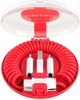 Kabel Vonmahlen Allroundo C USB Type-C - USB Type-A + micro-USB - Apple Lightning 0.75 m Red (ALC00004)