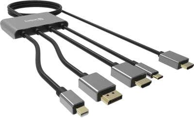 Kabel Sandberg USB Type-C - DisplayPort - micro-HDMI + mini-DisplayPort - 2 x HDMI 0.3 m Black (5705730509216)