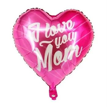 Фольгована Кулька Серце I love You Mom 44x44см (18") | Рожевий