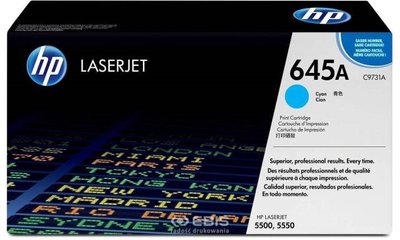 Тонер HP 645A C9731A кольоровий лазерний Cyan 12 000 сторінок (C9731A)