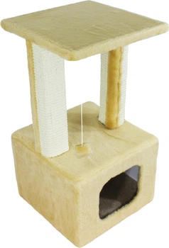 Дряпка Lucky Pet дом Грот Люкс мех 33x33x67 см Бежевая (4820276193710)