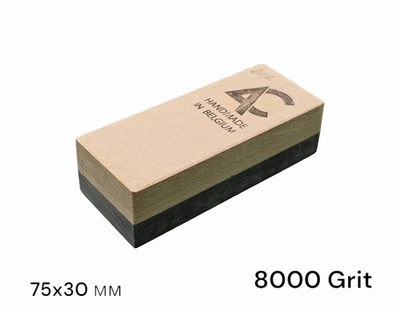 Камень точильный (Coticule Schist) 75мм*30мм, 8000/0 Grit, гранатовый сланец и подложка (201AC)