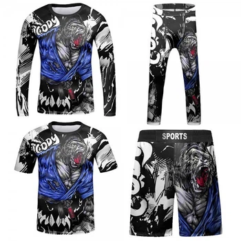 Комплект детский 4в1 Cody Lundin Gorilla Blue для спорта (Футболка, Рашгард, Шорты и Легинсы) - Рост 130 - 140 см