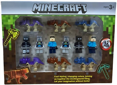 Набор игровых фигурок Minecraft с динозаврами, комплект коллекционных подвижных фигурок Lego Minecraft 12 шт