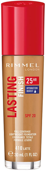 Podkład do twarzy Rimmel London Lasting Finish 25HR Hydration Boost Foundation SPF 20 410 Latte 30 ml (3616301236061)