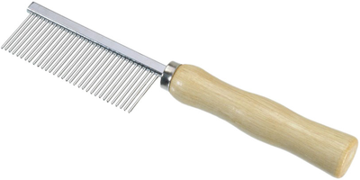 Гребінь для розчісування шерсті Camon з дерев'яною ручкою 32 зубці 18 см (8019808187433)