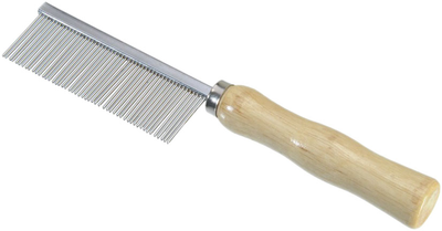 Гребінь для розчісування шерсті Camon з дерев'яною ручкою 50 зубців 18 см (8019808187426)