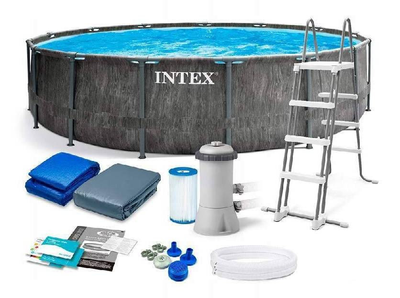 Бассейн каркасный круглый, Intex 549х122 см, лестница, подстилка, тент, картриджный фильтр