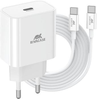 Зарядний пристрій для телефону Rivacase 20W USB Type-C Quick Charge 3.0 White (PS4101WD4WHITE)