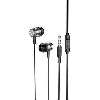 Навушники BOROFONE Platinum metal universal earphones with microphone BM75 |1.2m, Hi-Fi| сірі