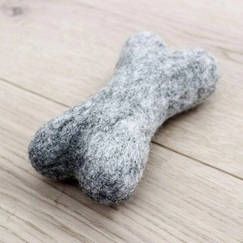 Wełniana kość dla psów Wooldot Toy Dog Bones 14 cm Steel Grey (5714004004401)