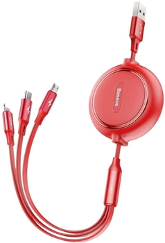 Kabel Baseus 3 w 1 USB Type-A - Apple Lightning / micro-USB / USB Type-C 1.2 m Red (CAMLT-JH09)
