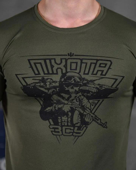 Тактична чоловіча потовідвідна футболка Піхота ВСУ XL олива (85829)