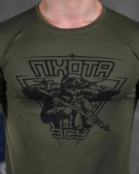 Тактическая мужская потоотводящая футболка Пехота ЗСУ L олива (85829)