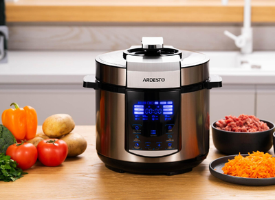 Мультиварка-скороварка 5 л с антипригарным покрытием ARDESTO MPC-P225 900Вт 22 программы Мультиповар настройки времени температуры LED дисплей книга рецептов 78