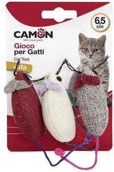 Zestaw zabawek dla kota Camon Cat Toy Myszki z juty 3 szt (8019808171210)