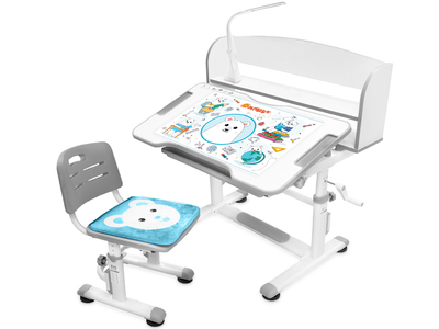 Комплект Evo-Kids BD-10 G Стул + стол + полка + лампа Серый (BD-10 G с лампой)