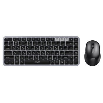 Комплект клавіатура та миша 2E MK430 WL/BT, EN/UK, сіро-чорний