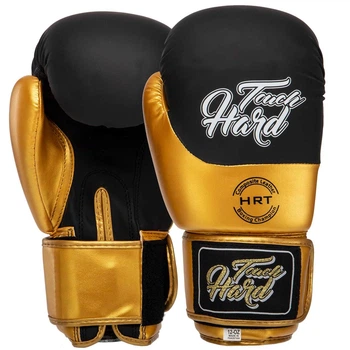 Перчатки для бокса боксерские перчатки Zelart Hard Touch 4439 Black-Gold 14 унций