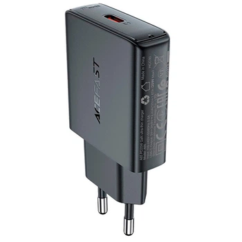Зарядне мережеве ACEFAST A65 1хType-C PD 20W GaN швидка зарядка для мобільних пристроїв для телефона/смартфона Чорний
