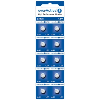 Батарейка щелочная everActive LR621/AG1/G1/LR60, 1.5V, блистер 10шт разрывной