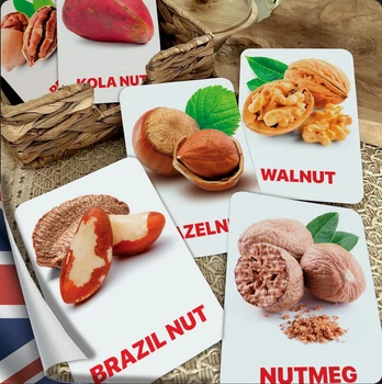 Карточки Домана ''Орехи'' на английском языке, в наборе 16 карточек