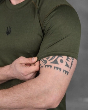 Мужская влагоотводящая футболка с Гербом Украины XL хаки (14269)