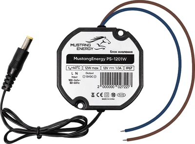 Блок живлення Mustang Energy PS-1201W 12V/1A вологозахищений IP67 (43-00101)
